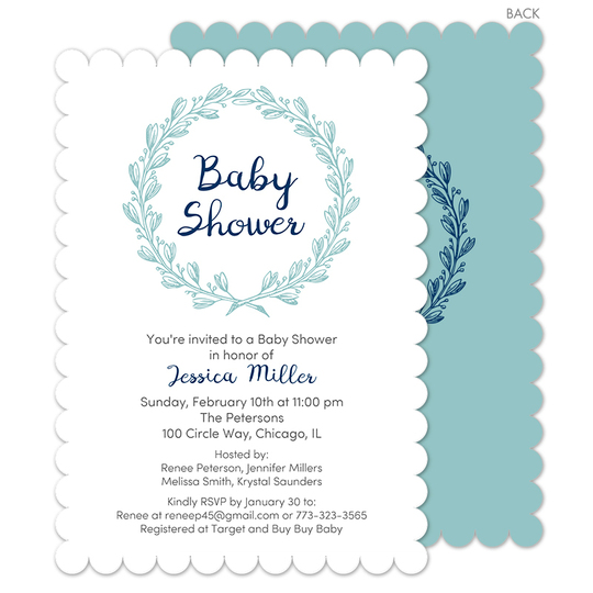 Lagoon Baby Shower Wreath Invitations
